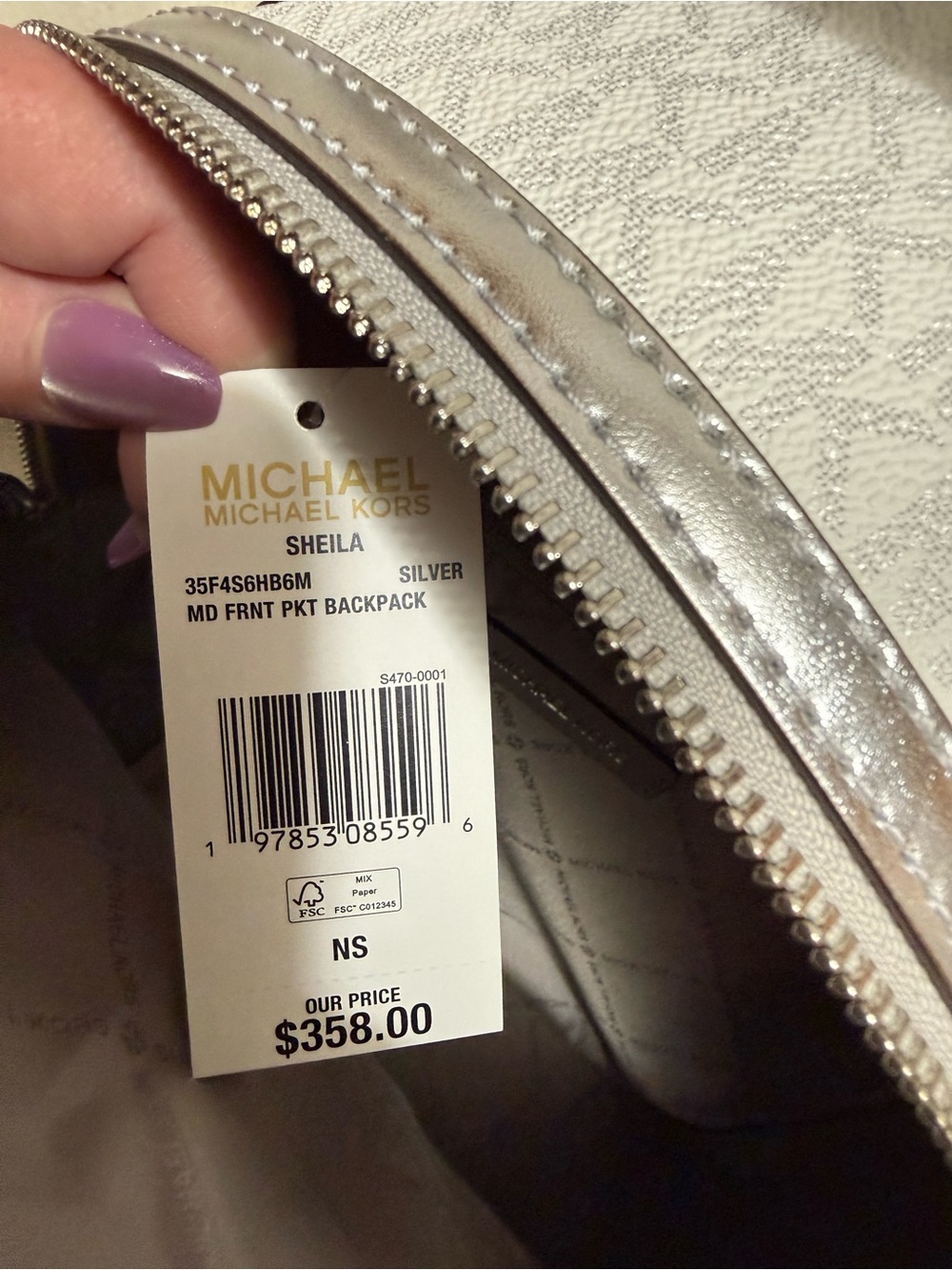 Michael Kors White MK Logo Mini Backpack - Picture 6 of 6